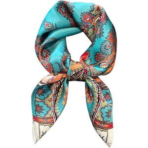 Pure Mulberry Classic Green Square Scarf Women Soft Head Neck Scarf Gift Packed